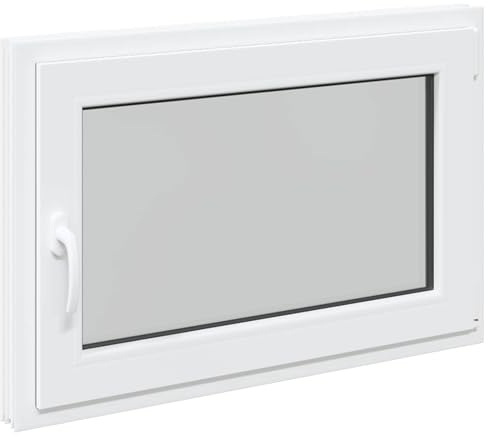 Källarfönster RISOR vit 90 x 60 cm PVC och glas, modern källarfönsterdesign, hållbar PVC-glaskonstruktion, energieffektiv, värmeisolering, ljudisolering, roterande funktion