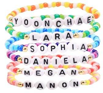 Bracelet Katseye, bracelet jonc en riz avec lettre, bracelet d'amitié inspiré du girls band coréen Katseye, produit dérivé Katseye, cadeau pour les fans