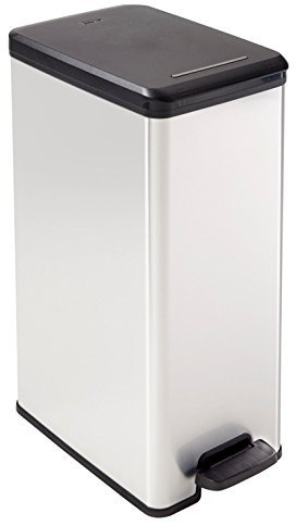 Curver Slim Line Stainless Steel Effect Deco Pedal Bin 40L by Curver