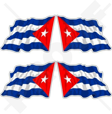 CUBA Cubana Bandera Ondeante República de Cuban 2 (50mm) Pegatinas de Vinilo Adhesivos, Stickers, Calcomanias x4