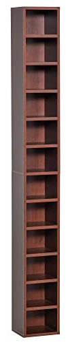 HOMCOM Mobiletto porta CD da Parete con Mensole semplice elegante funzionale in Legno mobile marrone 21 x 20 x 175cm