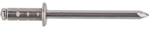 Gesipa PolyGrip Blindniete A2–Edelstahl 6,4 x 20 – Flachrundkopf (Klemmbereich 7 – 12,5 mm, Hohlnietlänge 20 mm) 1433919