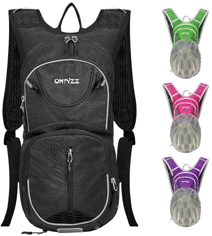 ONTYZZ Fahrradrucksack 12L Unisex Nylon Wasserabweisend Fahrrad Schulter Rucksack Reiserucksack Sportrucksack Tagesrucksack Trekkingrucksack Schwarz