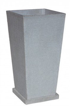 AnaParra Jardinera Cuadrada Alta Moderna en hormigón aligerado para Exterior Celebes 37X37X70cm. Natural Cemento