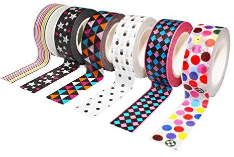 LOOLIPO - RUBANS ADHÉSIFS - GÉOMÉTRICA - 6 rouleaux - 15 mm x 10 m - 60 m - Matériels créatifs - Rouleaux adhésifs - Loisir créatif - Activité manuelle - L914000