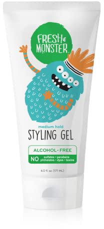Fresh Monster Natural Hair Gel For Kids & Babies, Alcohol-Free, Toxin-Free, Flexible Medium Hold 6 Ounces