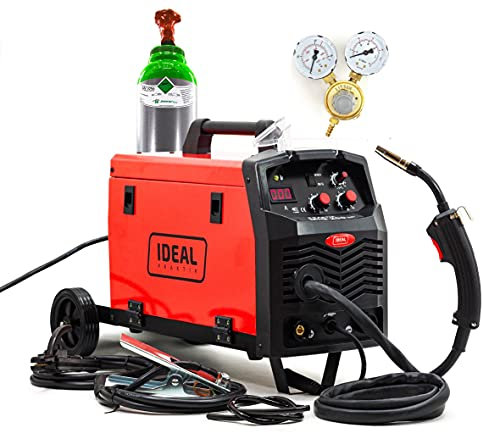 Set Ideal™ Praktik MIG 200 MIG/MAG Inverter Saldatrice 200A 3 in 1 1FLUX MMA 230V + cilindro di ar/co2 e riduttore