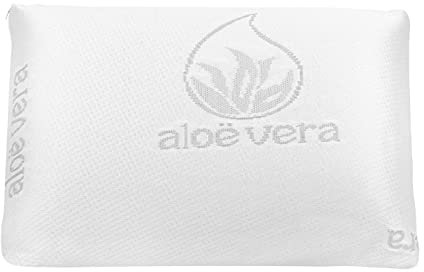MERCURY TEXTIL - Almohada viscoelástica con Tejido de Aloe Vera, termoregulable adaptabilidad al Cuello de Alta recuperación. (Almohada Viaje 40cm)