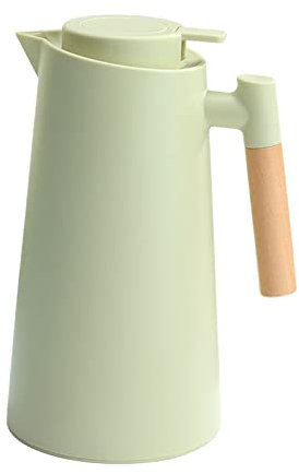 ERYUE Pichet Isotherme 1L - Carafe à Café Thermique Double Paroi Sous Vide Avec Manche en Bois - Thermos Pot Bouilloire à Eau Flacon Isolé Pour Thé Chaud et Froid