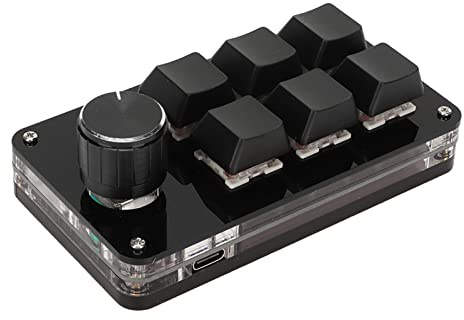 Mini Teclado de 6 Teclas Teclado Mecánico para Juegos con Una Sola Mano, Teclado Macro Programable de Acceso Directo Multifuncional, Tecla Completa con Interruptor Rojo con Diseño de Perilla