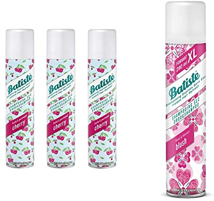 Batiste - Shampooing Sec Cherry - 200 ml - Lot de 3 & Shampooing Sec - Blush - Fleuri et Séduisant -280 ml