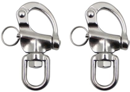 2 Stück Edelstahl Schnappschäkel, Drehbarer Federschäkel mit 316 Drehungen, Heavy Duty Snap Schäkel Quick Release Schnellspann Schwenkschäkel für Boots Aktivitäten Im Freien