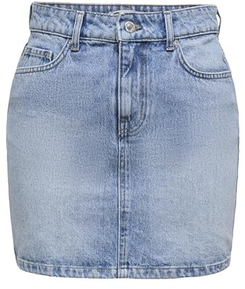 Only Femme Onlstella Short Skirt DNM Azg Noos Passants De Ceinture, Jupe en Jean avec Poches Arrière, Bleu-Clair, XL EU
