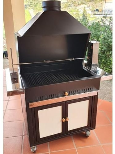 Barbacoa de leña con asador eléctrico, 80 x 65 cm (sin caja)