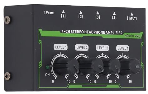 Amplificateur de Casque à 4 Canaux, Amplificateur de Casque Stéréo Adaptateur 12V Adaptateur 12V pour l'enregistrement Studio (Prise UE)