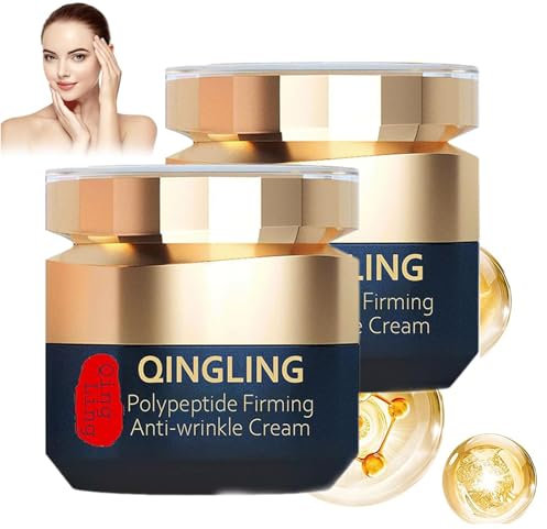QingLing Polypeptide Straffende Anti-Falten-Creme, Polypeptide Straffende Ganzgesichtscreme, Qinglin Gesichtscreme, Qingling Faltenentfernungscreme, Für Alle Hauttypen (2 Stk)