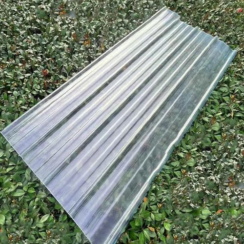 Lot de 7 plaques de toiture ondulées résistantes aux chocs et à la chaleur - 2 mm - Protection contre les UV, la pluie, la neige - Avec vis (0,9 x 1,6 m)