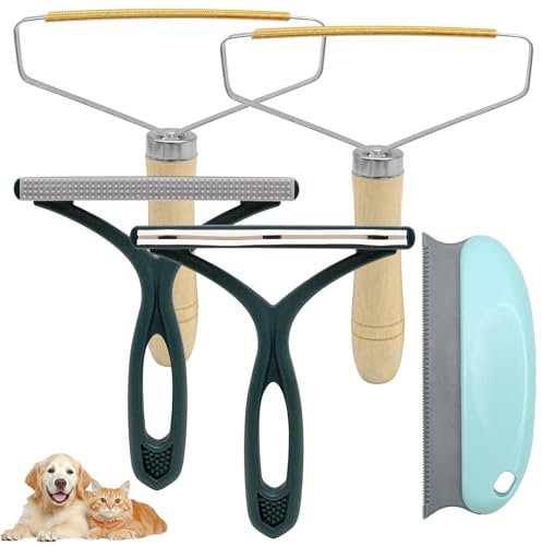 HVIHWI Fusselentferner, Teppichschaber, tragbar, Teppichbürste, Fusselrolle, Teppichhaarentferner, Werkzeug zur Reinigung von Tierhaaren auf Kleidung, Teppichen, Haustierbett, Sofa, Decken, 5 Stück