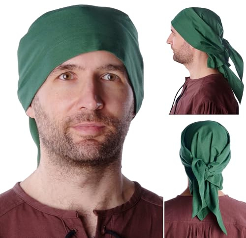 HEMAD Fidegart - Pañuelo para hombre (100% algodón), diseño de piratas medievales, verde, Talla única