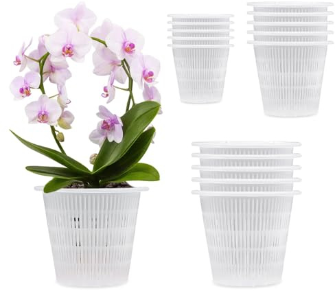 hifrom Lot de 15 pots à orchidées, transparents, en plastique dur, pour plantes d'intérieur et d'intérieur, transparents