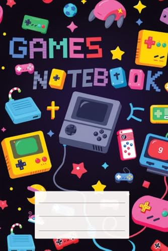 Games Notebook | Retro Gaming Journal for Kids and Teens | 120 Pages, 6x9, Lined Notebook for School and Fun: Cool Gamer Notebook for Writing, ... Gift for Boys, Girls, and Video Game Fans