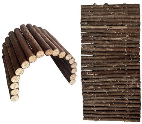 2 ponti pieghevoli in legno, giocattoli per la macinazione di roditori, recinzione nascosta per piccoli animali e decorazione flessibile per scale da arrampicata