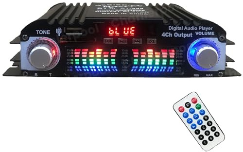 Amplificatore audio HiFi con potenza di picco da 1600 W Amplificatore audio digitale a 4 canali Lettore Radio FM Supporto telecomando