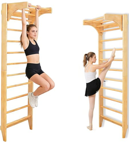 Generisch Sprossenwand mit Klimmzugstange Holz-Kletterwand, Turnwand für Erwachsene & Kinder, TurngeräTe für Gym & Zuhause Training, KlettergerüSt SportgeräTe 100 Kg Belastbar