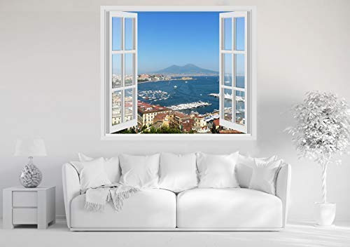 Wandtattoos Fenster - VESUVIO GULF NEAPEL NAPOLI - 60x70 cm Wandaufkleber 3D Wand Wand