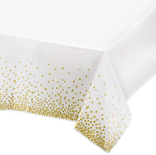 MOKANI 4 Stück Einweg Tischdecke, Tischdecke Bierzeltgarnitur, Kunststoff Wasserabweisend Tischdecke, Rechteckig Tischtuch Geeignet für Party, Geburtstag, Hochzeit, Weihnachten, 137 x 274 cm, Gold