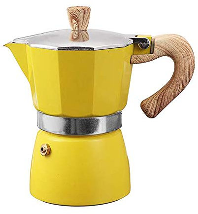 mothcattl Coffee Pot, Household Aluminum Espresso Machine Filter Stove Top Kettle Yellow 150ml