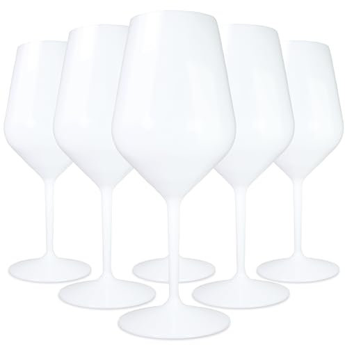 TUNDRA - Set 6 Calici Plastica Rigida Lavabili | EVENT 47 cl. | Bicchieri INFRANGIBILI in Tritan® (Plastica Rigida), BPA-Free e Lavabili in Lavastoviglie | Calici Vino, Cocktail, Spritz (Bianco, 47)