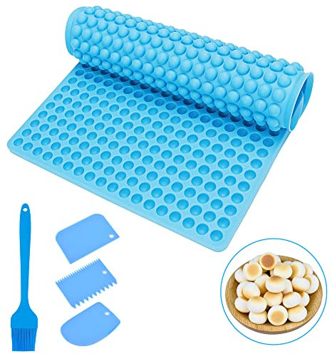 Hundekekse Silikon Backform Matten, 1.2cm Halbkugel Backmatte für Hundeleckerlie Hundesnacks 468er Silikonform mit Teigschaber