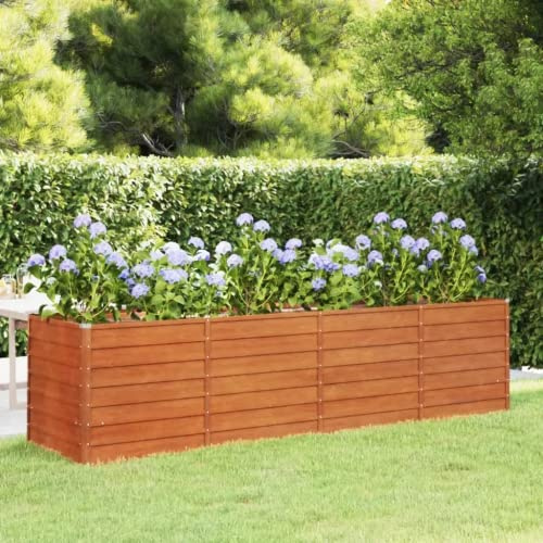 vidaXL Hochbeet, Hochbeet für Garten Balkon Terrasse, Kräuterhochbeet zum Selber Bauen, Gemüsebeet Pflanzkübel aus Metall, Grau Cortenstahl