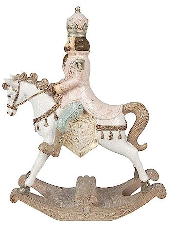 Clayre & Eef Figur Schaukelpferd 22x9x29 cm Weiß Kunststoff Nussknacker