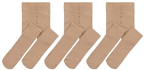 Century Star 3-Pack Nude Tights for Girls-Dance Ballet Tights Toddler Soft Casual Leggings Stockings 9-14 Years
