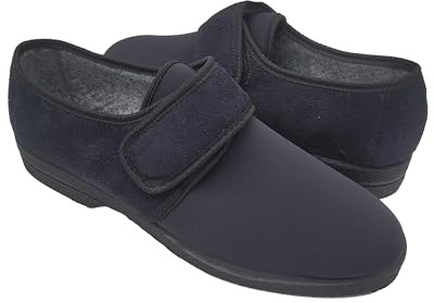 Antica Pantofoleria Ciabatte Uomo Invernali, Pantofole Casa con Strappo per Anziani, Diabetici e Piedi Delicati, Scarpe Ortopediche Sanitarie Estate/Inverno Made in Italy (Nero Multi-Stagione, 44)