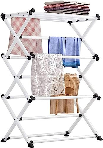 ZYMEN Kleiderbügel zum Trocknen von Haushalts-Wäscheständer, DREI zusammenklappbare, rostfreie, kompakte Wäscheständer, Blumenständer, Teleskop-Schuhregal, Lagerregal, Eisenregal, Wäscheständer