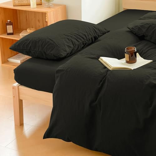 100% Washed Cotton Weighted Blanket Cover, Linen Feel Duvet Cover for Weighted Blanket 48x72, Plain Simple Cotton Heavy Blanket Duvet Cover (Olive Green, 48x72)