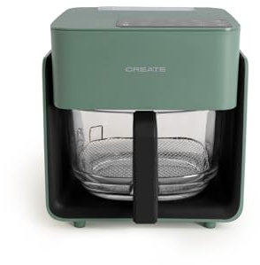 CREATE/AIR FRYER MIST/Ölfreie Heißluftfritteuse 4.2L mit Wasserdampfgarer Salbeigrün/Fassungsvermögen 5-6 Portionen, 6 Programme, Glasbehälter, Zeit- und Temperaturkontrolle, 1300W