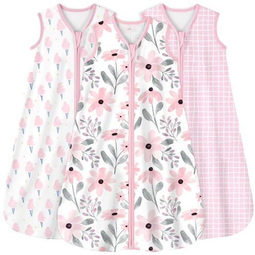 Yoofoss Lot de 3 Gigoteuse d'été pour Bébé Sac de Couchage 100% Coton 0.5 TOG Gigoteuse Ete Emmaillotage Bebe Turbulette 78 cm pour Nouveau-né Garçons Filles 6-12 Mois