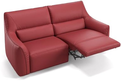sofanella Leder 2-Sitzer Pesaro - Hochwertige Zweisitzer Couch italienisches Design - Designer Ledersofa mit Relax-Sitzverstellung - Rot