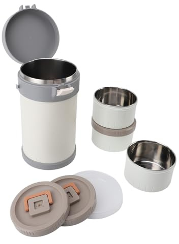 WPKD BLUEIY Lonchera portátil de acero inoxidable para picnic al aire libre, 850 ml, contenedor de alimentos, tarro aislado de 2,3 L, 3 niveles, apto para microondas, lonchera térmica con correa para