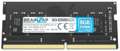 BRAINZAP 8GB DDR4 RAM SO-DIMM PC4-3200AA-SC0-13 1Rx8 3200MHz 1.2V CL22 - Memoria RAM sin búfer
