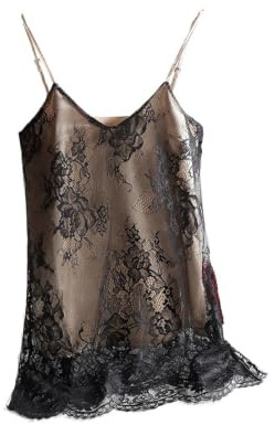 Camiseta Tirantes Mujer Top Sexy de Encaje con Tirantes Finos for Mujer, Cuello en V, Camisola básica sin Mangas satén Seda, Verano Talla Grande(XXL)
