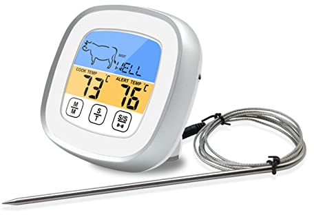 Haofy Thermomètre de Cuisine à écran Tactile, Thermomètre de Four Numérique en Acier à Viande pour la Cuisson des Grillades avec Lecture Rapide et Températures Prédéfinies de Cuisine à écran