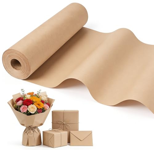 Euqvunn Carta Kraft, 30cm x 35m Rotolo di Carta da Pacchi Marrone, 80 g/m² Kraft Paper Riciclabile – Craft Paper per Attività Artistiche e Creative, Confezioni Regalo, Imballaggio di Pacchi