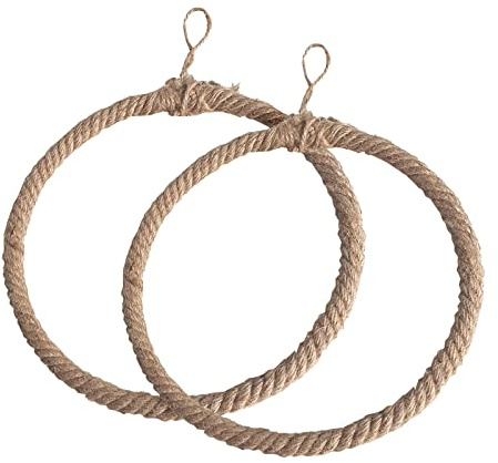 Jute Dekoring 2er Set zum Aufhängen 25 cm Kordeloptik rustikal - Hängedekoration - Ring - RC6160-00