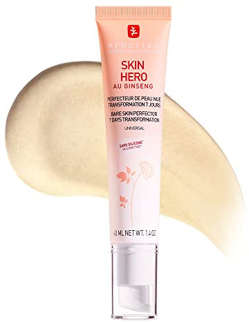 Erborian Skin Hero - Hudförbättrare med ginseng och hyaluron - Koreansk ansiktsvård, minskar rodnad och förfinar hudens bild - fuktkräm, inte tonad och inte komedogen 40 ml