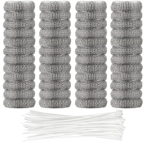 48 trampas para pelusas de acero inoxidable para lavadora, filtro de manguera de malla de lavandería con 48 bridas para cables